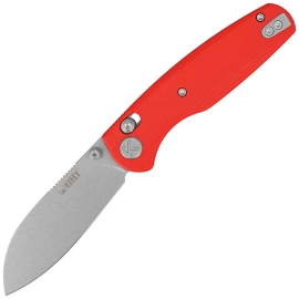 Kubey Breeze Knife Red G10, Stonewashed 14C28N by Caleb Waldman (KU288B)