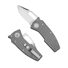 Demko Nano Shark Cip Point Knife Milled Titanium, Stonewashed 20CV by Andrew Demko (NANO-20CV-Milled TI-CP)