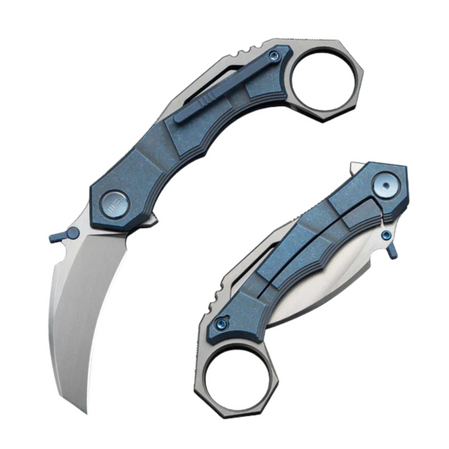 Nóż składany WeKnife Tayra Blue Titanium, Hand Rubbed Satin M390 (WE24069-3)