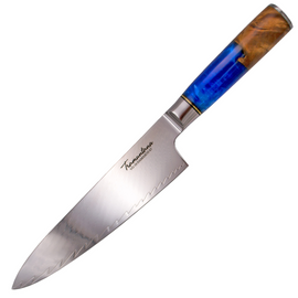 Tramuntana Decor Habitat Chef Kitchen Knife Stabilized Wood/Epoxy, VG10 Damascus (TK-CD02)