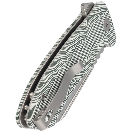 Kubey Creon Knife White/Green G10, Damascus (KU336A)