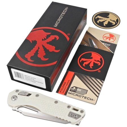 Microtech MSI S/E White Tri-Grip Polymer, Stonewashed M390MK by Tony Marfione (210T-11PMWH)