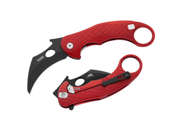LionSteel L.E.One Knife Red Aluminum, Chemical Black MagnaCut by Emerson Design (LE1 A RB)