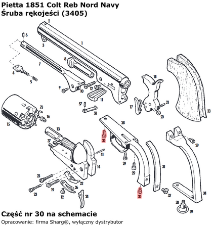 Handle bolt 1836 Colt Paterson, 1851 Colt Navy, 1860 Colt Army, 1858 Remington (3405)