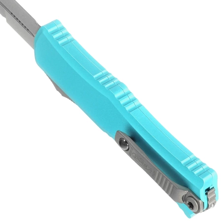 Microtech Hera II Mini Bayonet OTF Knife Turquoise Aluminum, Stonewashed M390MK by Tony and Sean Marfione (1701M-10TQ)