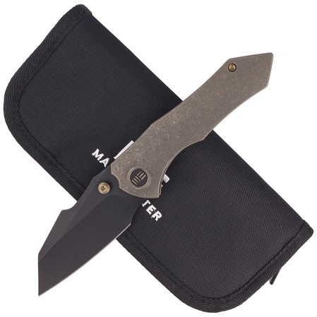 WE Knife High-Fin Bronze Titanium, Black Stonewashed CPM 20CV by Gavko Knives (WE22005-2)