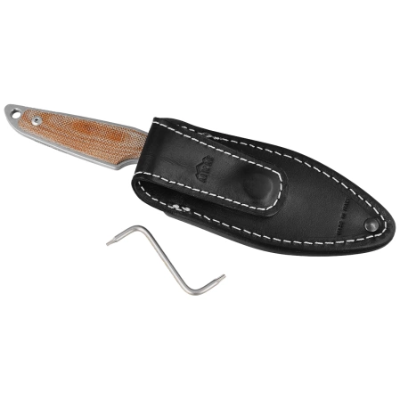 MKM Makro 2 Natural Canvas Micarta Knife, Stonewashed by Jesper Voxnæs (MKMA02-NC)