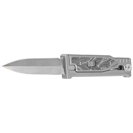 Reate EXO-M Gravity D/E Knife Bead Blasted Titanium/Damascus Black-White G10, Satin Elmax