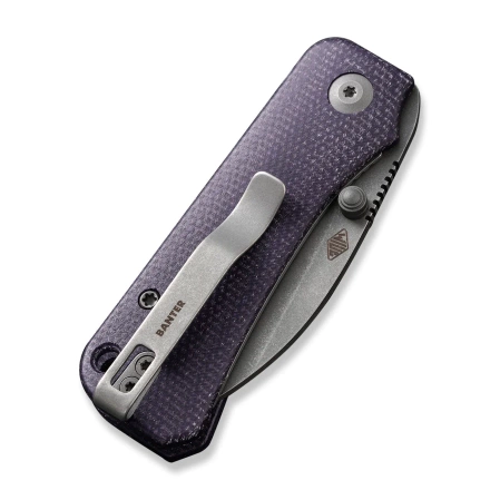 Civivi Knife Baby Banter Wharncliffe Purple Canvas Micarta, Grey Stonewashed Nitro-V by Ben Petersen (C19068SC-2)