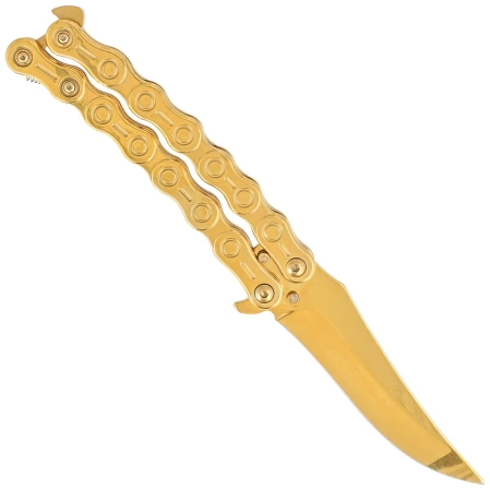 Nóż motylkowy Third Decor Habitat Balisong Chain Gold Titanium Stainless Steel, Gold Titanium 420 (K2819D)