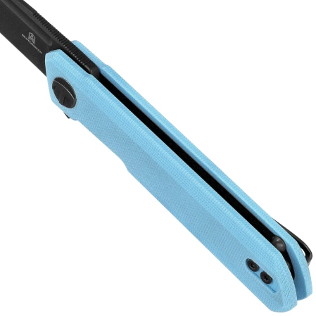 Bestechman Mini Dundee Tiffany Blue G10, Grey PVD D2 by Ostap Hel knife (BMK03L)