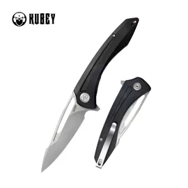 Kubey Merced Knife Black G10, Beadblasted AUS-10 by Sherif Manganas (KU345A)