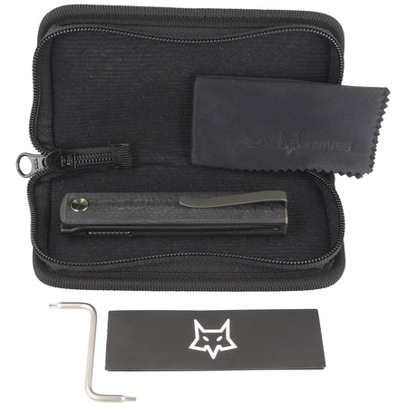 Fox Chnops Knife 3K Carbon Fiber, Black PVD M390 by Riccardo Gobbato (FX-543 CFBR)