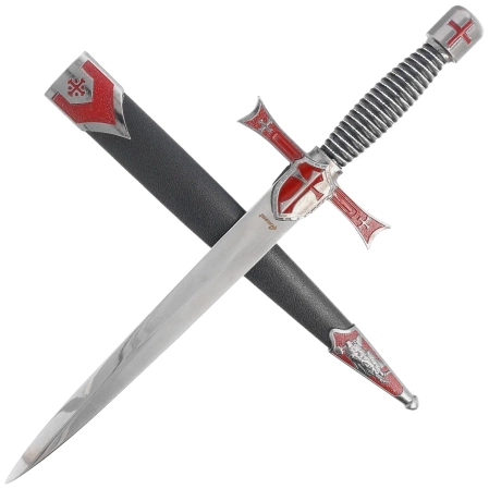 Decor Habitat Templar Dagger Burgundy/Black/Silver Steel, Satin Stainless Steel (S3319)