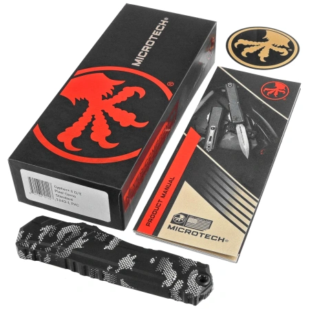 Nóż automatyczny OTF Microtech Cypher II D/E Pixel Camo Aluminium, Pixel Camo M390MK by Deryk Munroe i Tony Marfione (1242-1PXC)