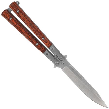 Nóż motylek Martinez Albainox Balisong Red Micarta, Satin 3Cr13Mov (02071)