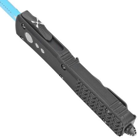Nóż automatyczny OTF Microtech Ultratech D/E Jedi Knight Signature Tri-Grip Black Aluminium, Blue M390 by Tony Marfione (122-1JK)