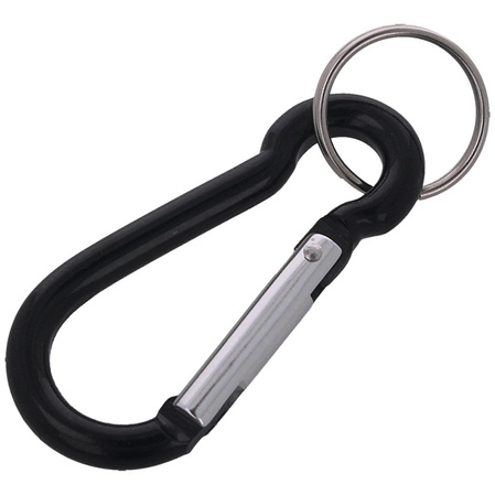 FOX 7 Aluminium Spring Clip Hook Carabiner, Black