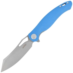 Kubey Drake Knife Blue G10, Bead Blasted AUS-10 by Maksim Tkachuk (KU239D)