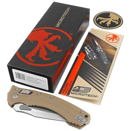 Nóż składany Microtech Amphibian Ram-Lok S/E Tan Fluted G10, Stonewashed M390MK by Tony Marfione (137RL-10FLGTTA)