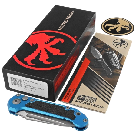 Nóż automatyczny Microtech LUDT Gen III T/E Blue Aluminium, Apocalyptic M390MK by Tony Marfione (1136-10APBL)