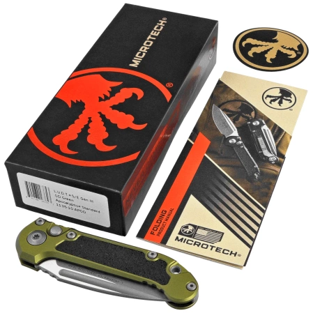 Microtech LUDT Gen III S/E Automatic Knife OD Green Aluminum, Apocalyptic M390MK by Tony Marfione (1135-10APOD)