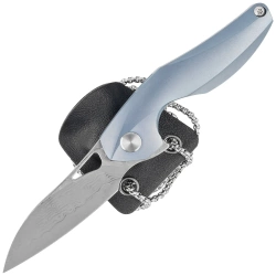 Bestech The Reticulan Neck Knife Blue Titanium, Damascus by Elijah Isham (BT1810H)