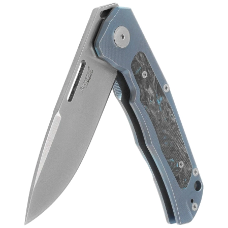 Nóż składany LionSteel Q4ttro Blue Titanium / Fat Carbon, Satin MagnaCut by Molletta (Q4 BL)