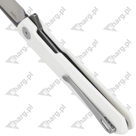 Nóż składany Bestechman Dundee White G10, Grey Titanized / Satin D2 by Ostap Hel (BMK01G)