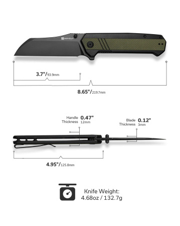 Nóż składany Sencut Draxor Green/Black G10, Black 9Cr18MoV (S24035-2)