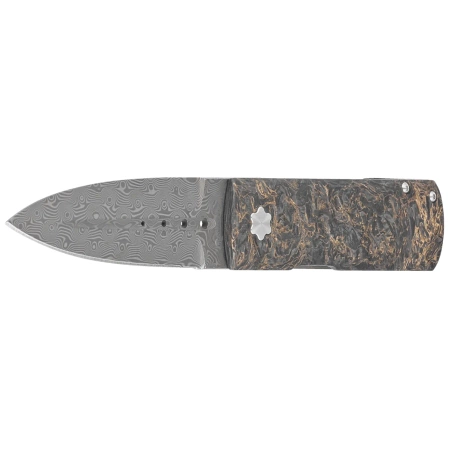 Maserin Daga Black/Gold FatCarbon, Damascus Small Roses by Attilio Morotti Knife (372/DG)