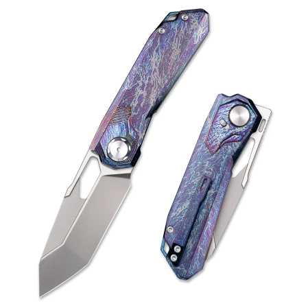 Nóż składany Remette RT-Peregrine Falcon Thunder Lightning Titanium, Hand Fine Grinding Pearlescent M390 (RTT1-TX)