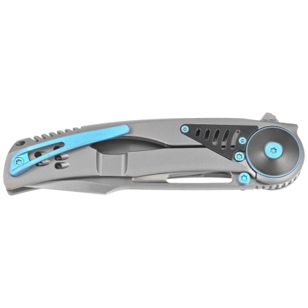Reate GTR Knife Bead Blasted Titanium/Zirconium Inlay, HW Ti-Blue Clip, Hand Satin M390