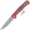 LionSteel Skinny Knife Red Aluminum/Black Canvas Micarta, Stonewashed MagnaCut by Molletta (SK01A RS)