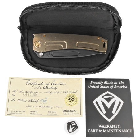 Nóż składany Medford Marauder-H T/E Bronze Titanium, Bronze HW/Clip, Black DLC S45VN by Greg Medford (MK045SPD-36A1-T1CP-BP)