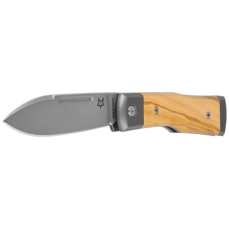 Fox Gunstock Pocket Knife Olive Wood/Titanium, Satin M390 (FX-558 OL)