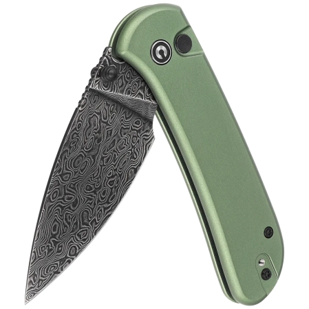 Civivi Knife Qubit Green Aluminum, Black Damascus (C22030E-DS1)