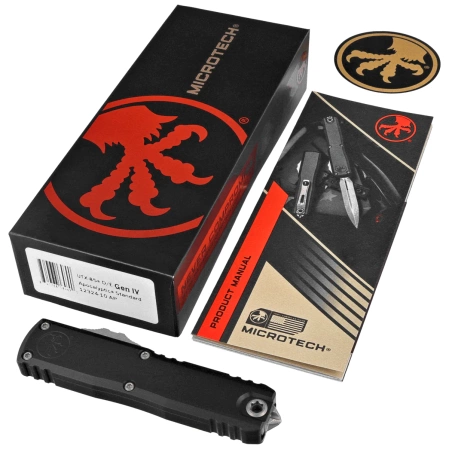 Nóż automatyczny OTF Microtech UTX-85 Gen IV D/E Black Aluminium, Apocalyptic M390MK by Tony Marfione (12324-10AP)