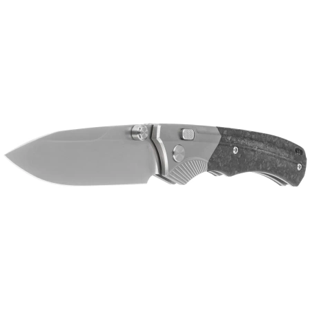 Remette WD107 Knife Gray Titanium/Carbon Fiber, Hand Grinding Pearlescent M390