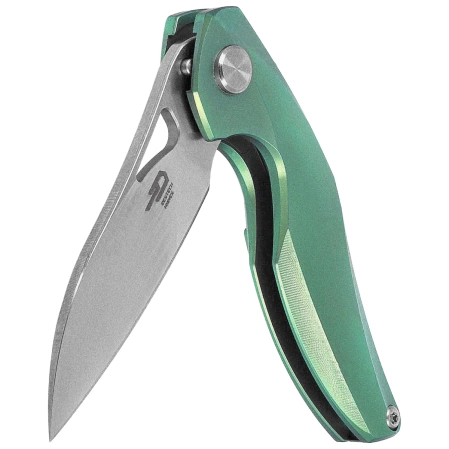 Nóż na szyję Bestech The Reticulan Green Titanium, Stonewashed / Satin CPM S35VN by Elijah Isham (BT1810C)