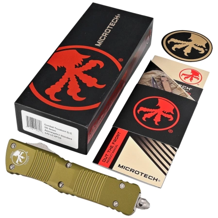 Microtech Combat Troodon D/E OD Green Aluminium, Apocalyptic M390 by Tony Marfione OTF automatic knife (142-10APOD)
