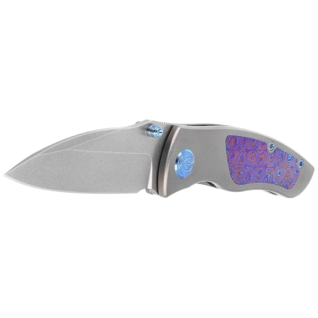 Nóż składany Kubey KB Knives Vertigo Gray Titanium/Timascus, Stonewashed CPM S35VN by Peter Carey (KB258D)