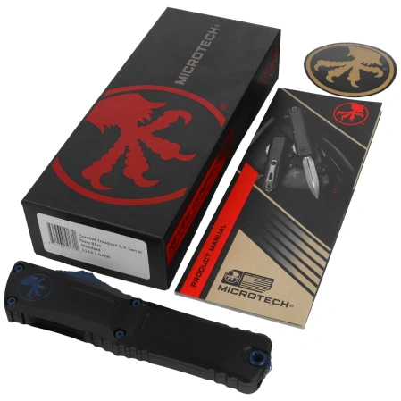 Microtech Combat Troodon Gen III S/E OTF Knife Black Aluminum, Navy M390MK by Tony Marfione (1143-1NASK)