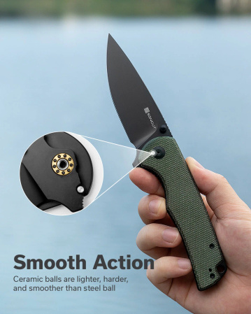 Sencut Praktisk Green Canvas Micarta, Black 9Cr18MoV (S24019-3)