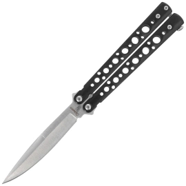 Nóż motylek Martinez Albainox Balisong Black Steel, Satin 3Cr13Mov (02213)