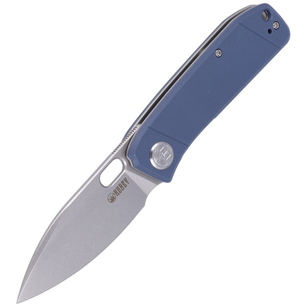 Kubey Knife Hyde, Denim Blue G10, Sand Blasted 14C28N by Colin Maisonpierre (KU2104D)
