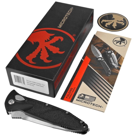 Microtech Socom Elite Auto T/E Knife Black Aluminum, Stonewashed M390 by Tony Marfione (161A-10)