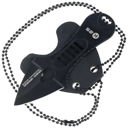 K25 RK-32759 Neck Knife Black Steel, Black Titanium 7Cr17MoV