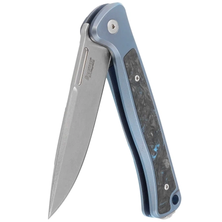 LionSteel Skinny Knife Blue Titanium/Blue Dark Matter Carbon Fiber, Stonewashed MagnaCut by Molletta (SK01 BL)