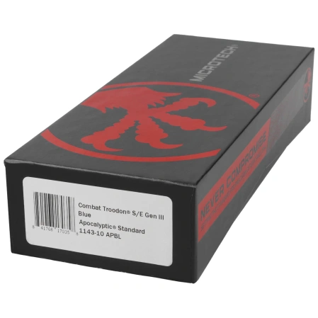 Microtech Combat Troodon Gen III S/E OTF Knife Blue Aluminum, Apocalyptic M390MK by Tony Marfione (1143-10APBL)